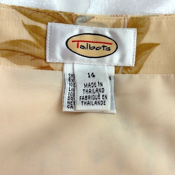 Talbots Floral Pastel Cream/Butter Yellow A-Line Skirt. Front Buttons. Size 14. - Picture 7 of 10